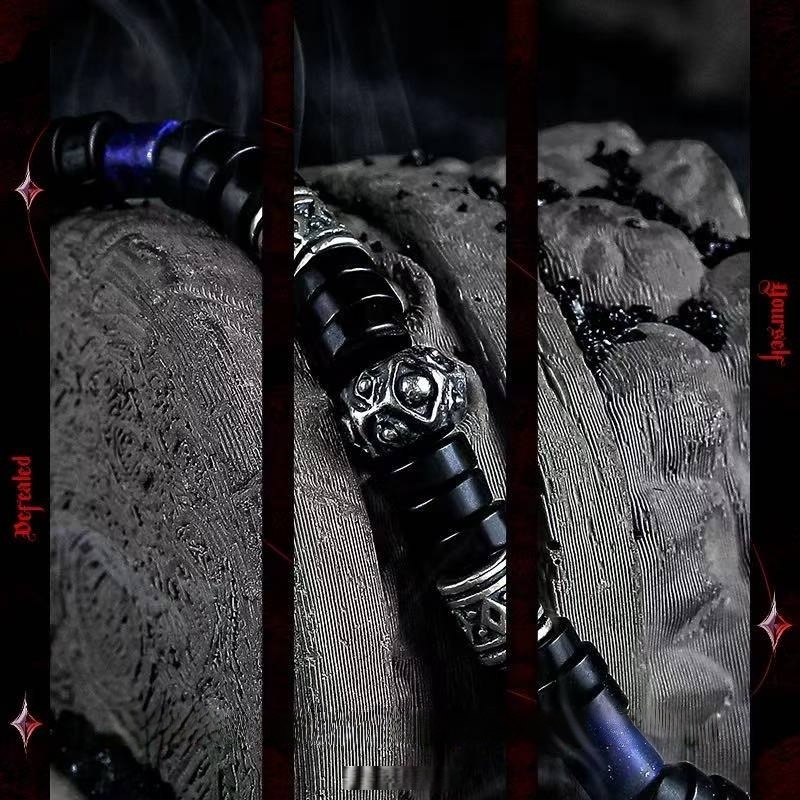 The Guardian's Ward: Men's Blue Howlite & Black Coconut Shell Bracelet for Cleansing & Peace