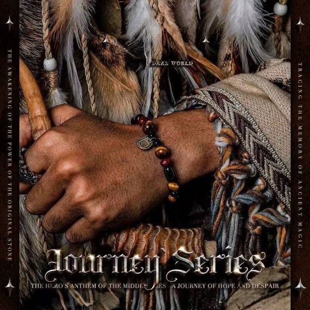 The Protector's Path: Men's Black Obsidian & Tibetan Tiger Eye Bracelet with Zambala Blessing for Strength & Courage
