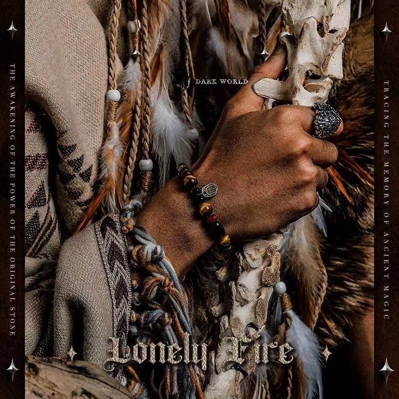 The Protector's Path: Men's Black Obsidian & Tibetan Tiger Eye Bracelet with Zambala Blessing for Strength & Courage