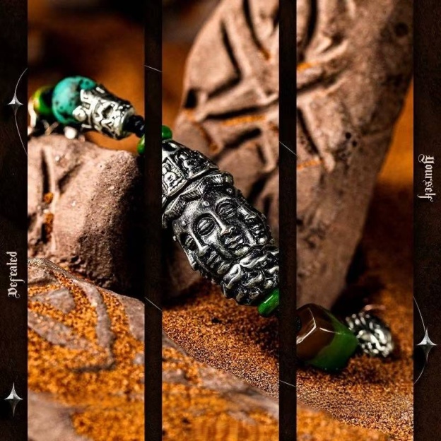 The Voyager's Chronicle: Men's African Turquoise & Howlite Bracelet with Agate Beads for Grounded Energy