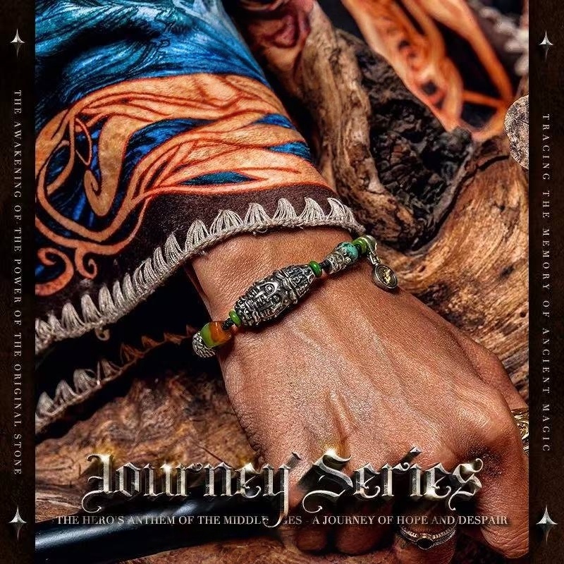 The Voyager's Chronicle: Men's African Turquoise & Howlite Bracelet with Agate Beads for Grounded Energy
