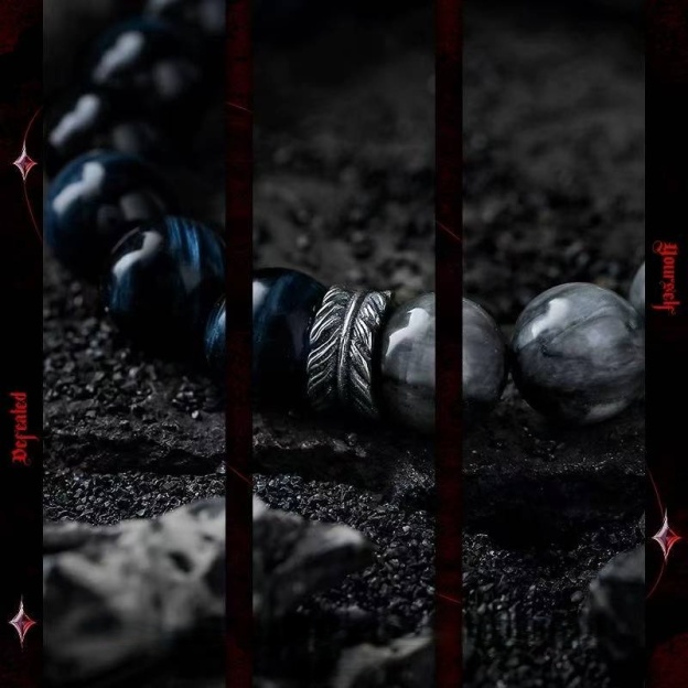 The Guardian's Insight: Men's Vintage Hawk's Eye & Blue Tiger Eye Bracelet for Clarity & Protection