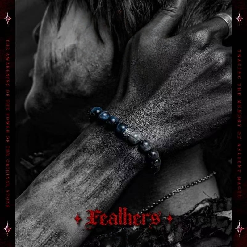 The Guardian's Insight: Men's Vintage Hawk's Eye & Blue Tiger Eye Bracelet for Clarity & Protection