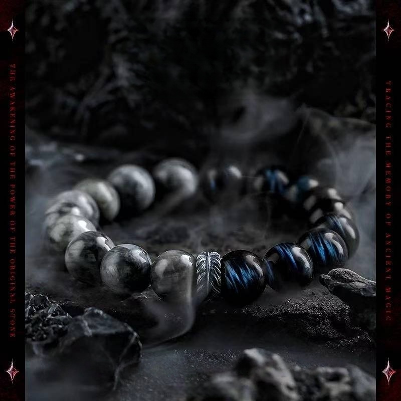 The Guardian's Insight: Men's Vintage Hawk's Eye & Blue Tiger Eye Bracelet for Clarity & Protection