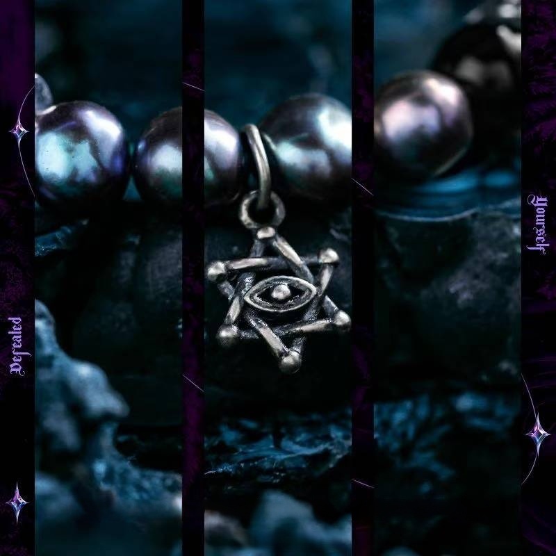 Men's Black Obsidian Bracelet with Silver & Baroque Pearl - Stone of Hope & Guidance