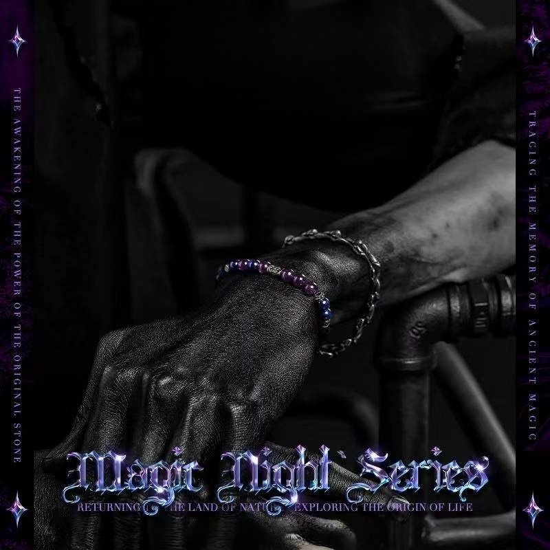 Men's Amethyst & Kyanite Bracelet - Retro Design for Intuition & Inner Vision