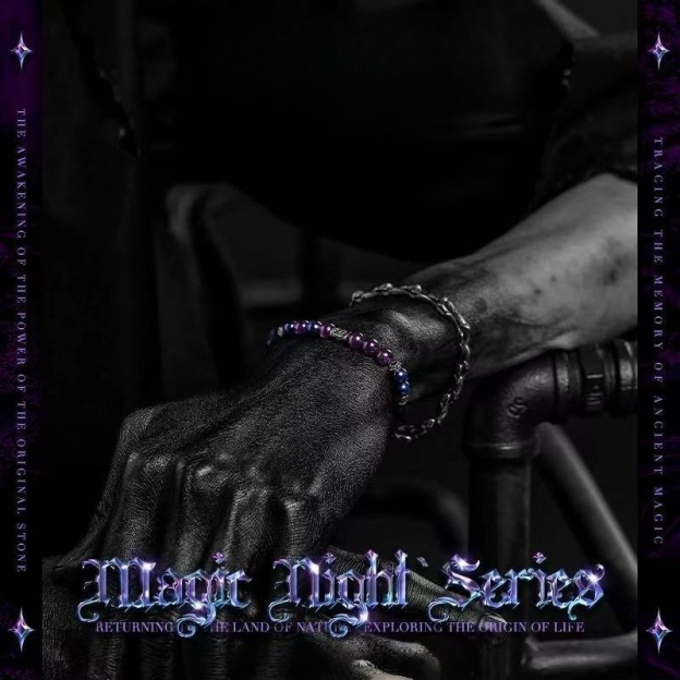 Men's Amethyst & Kyanite Bracelet - Retro Design for Intuition & Inner Vision