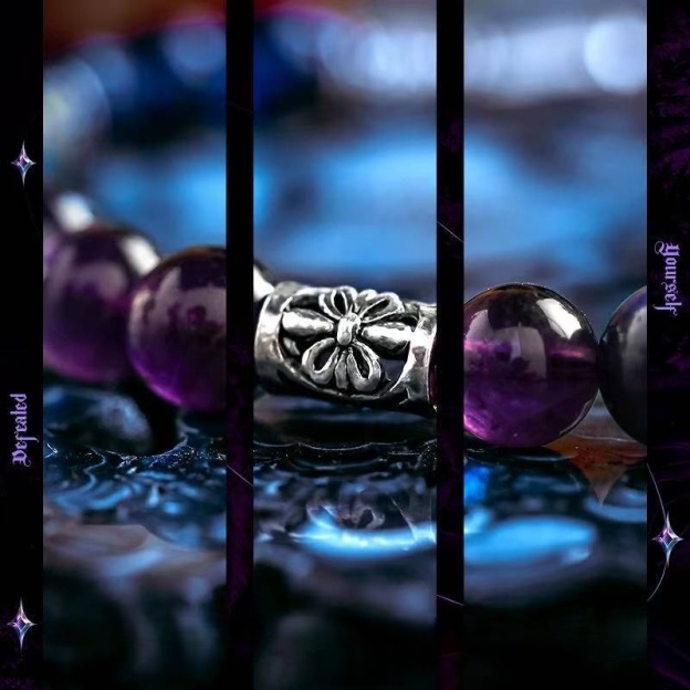 Men's Amethyst & Kyanite Bracelet - Retro Design for Intuition & Inner Vision