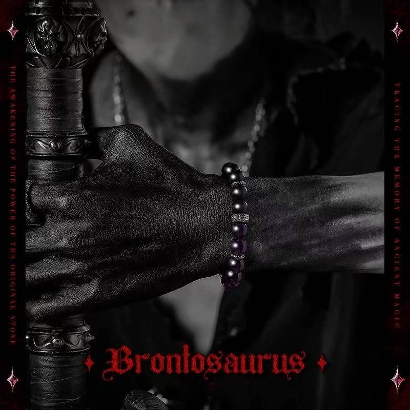 Men's Obsidian & Amethyst Bracelet - Stone of Victory & Hope - Natural Gemstone Beads