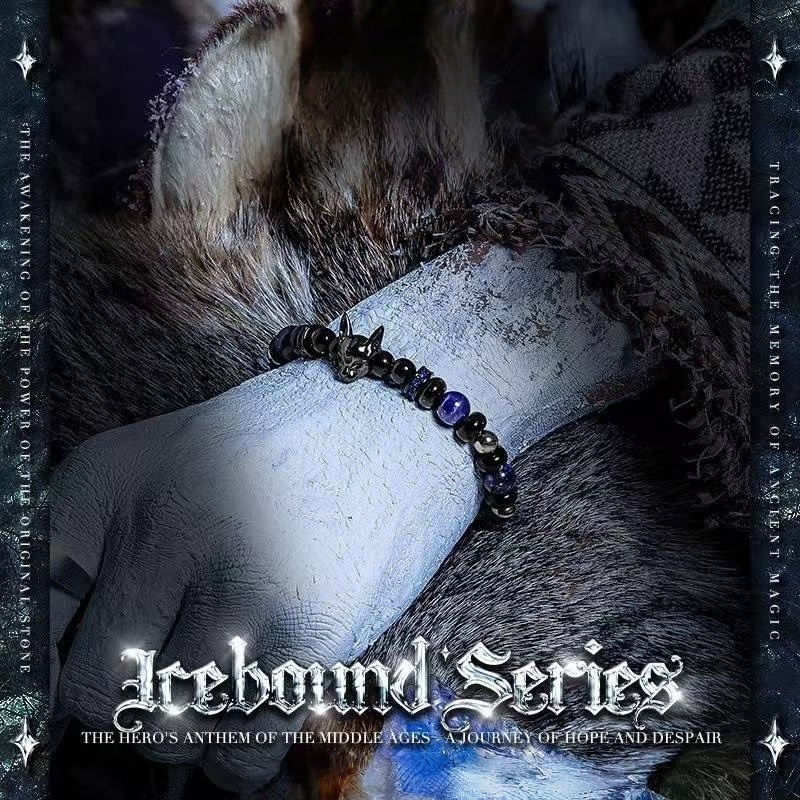 Men's Obsidian & Lapis Lazuli Bracelet with Agate Owl - Stone of Supreme Power & Protection - Vintage Style