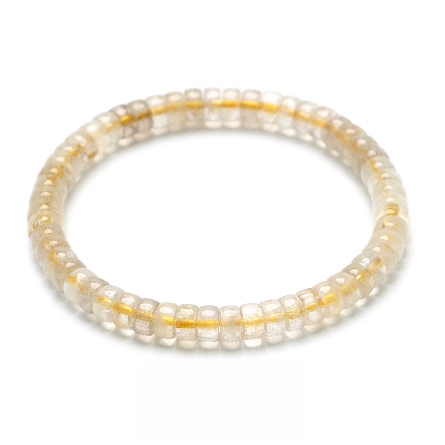 Manifestation Power Bracelet in Gold - Rutilated Quartz & Citrine for Wealth & Abundance