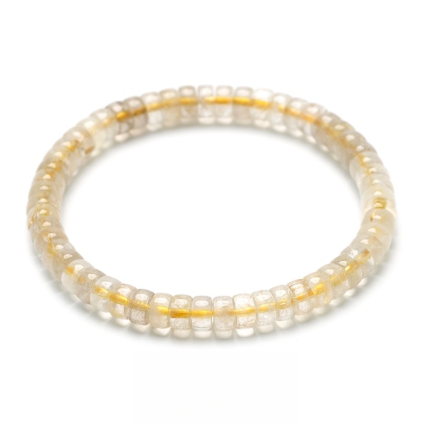 Manifestation Power Bracelet in Gold - Rutilated Quartz & Citrine for Wealth & Abundance