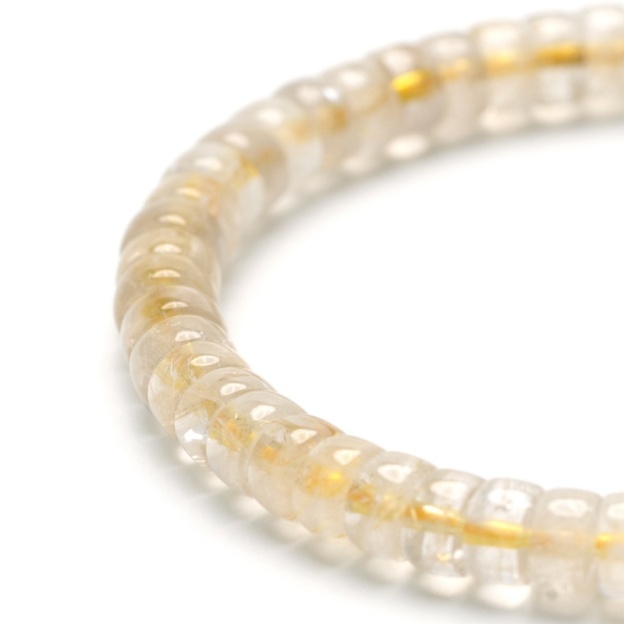 Manifestation Power Bracelet in Gold - Rutilated Quartz & Citrine for Wealth & Abundance