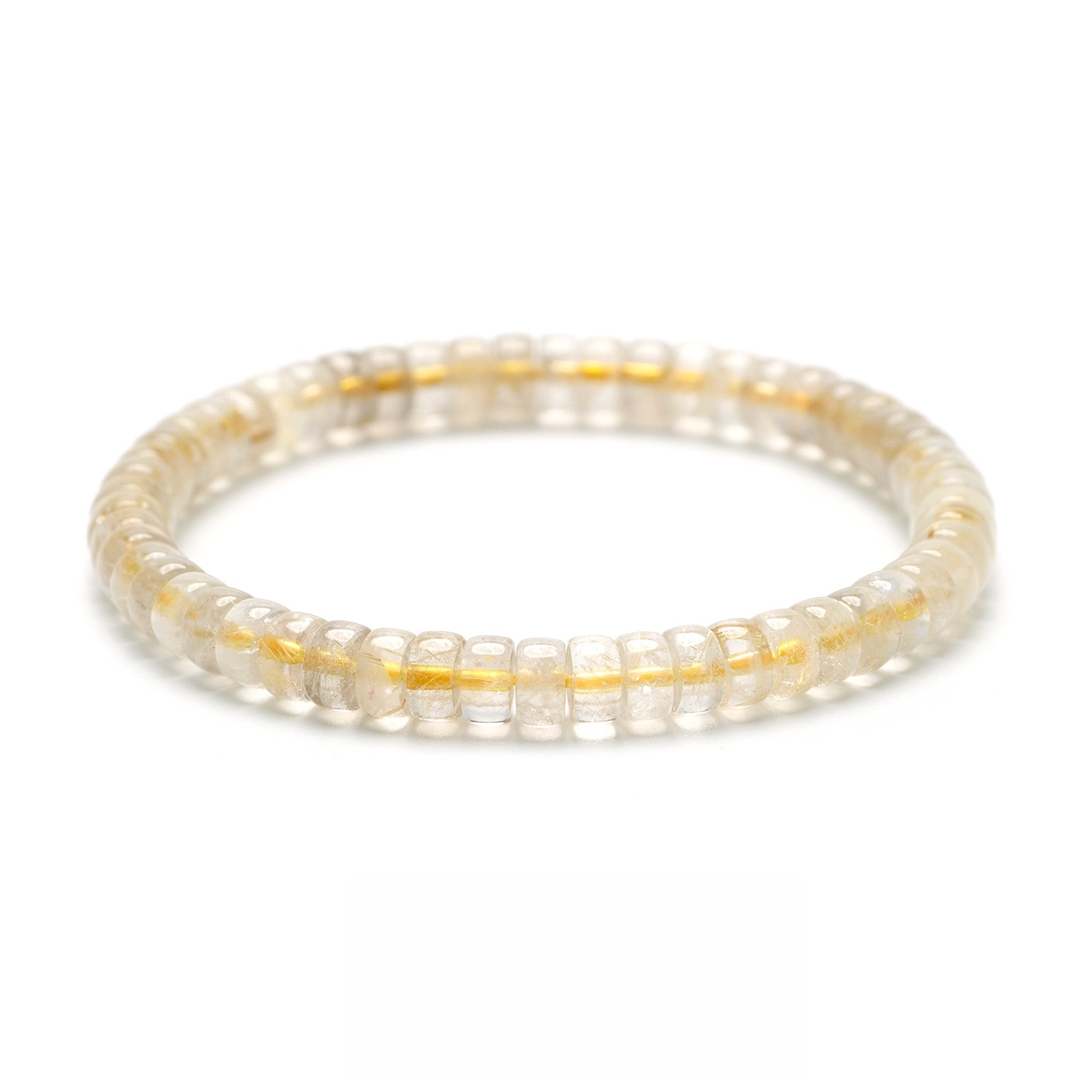 Manifestation Power Bracelet in Gold - Rutilated Quartz & Citrine for Wealth & Abundance