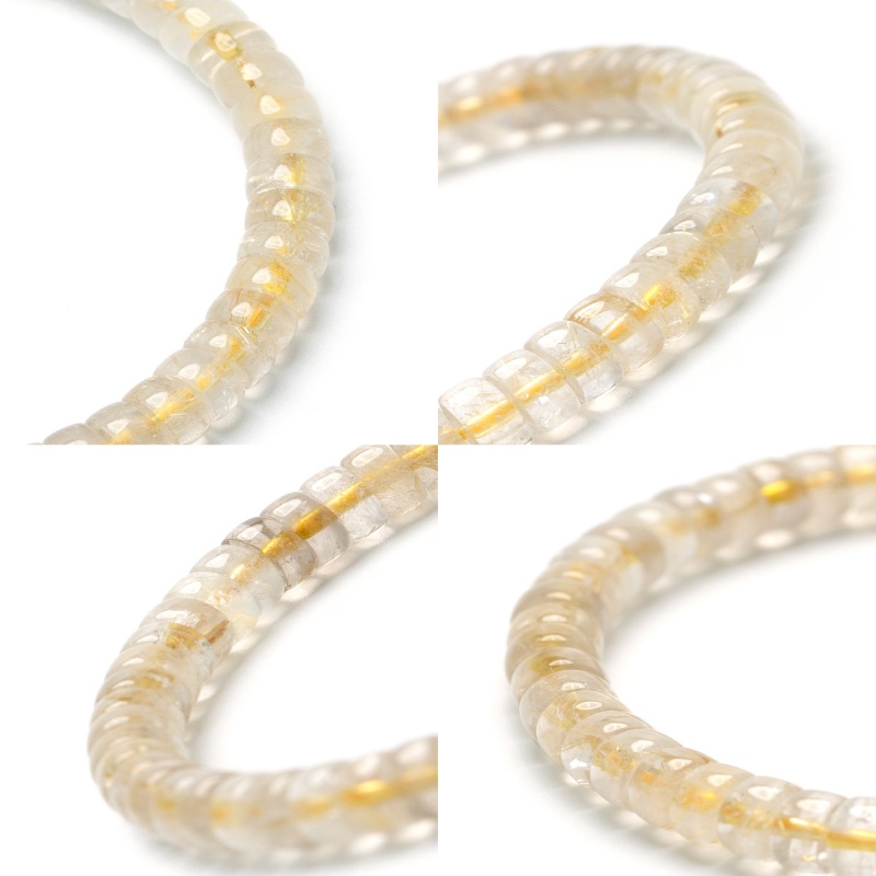 Manifestation Power Bracelet in Gold - Rutilated Quartz & Citrine for Wealth & Abundance