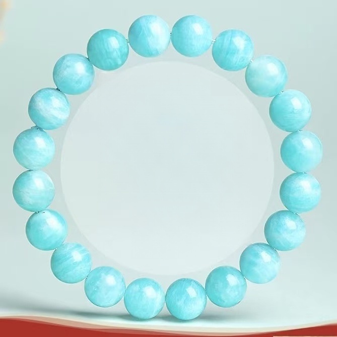 Natural Amazonite & Chalcedony Bead Bracelet - Stone of Soothing Truth & Balanced Energy