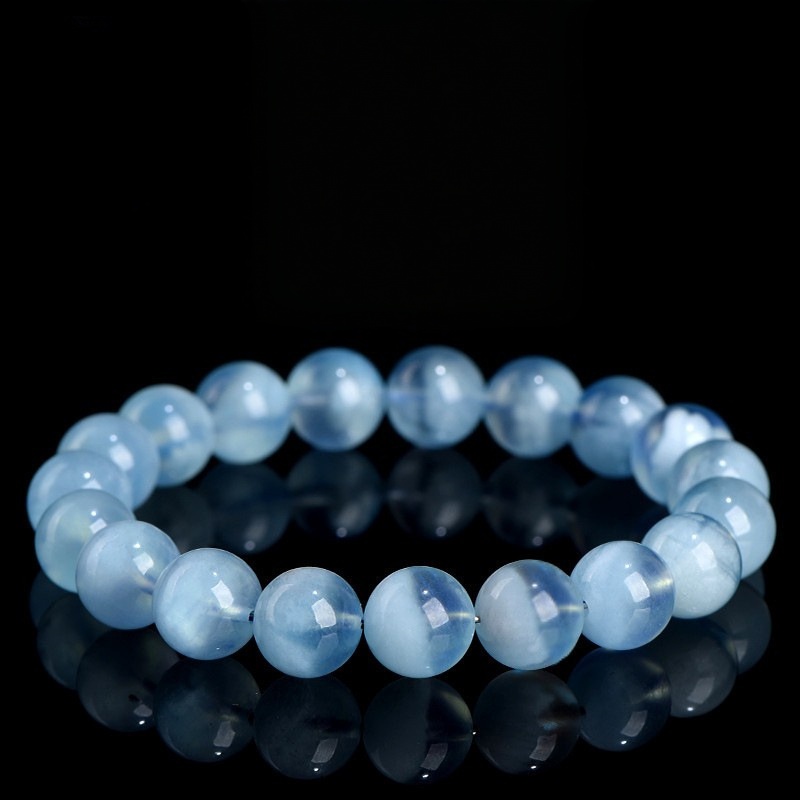 Natural Manifestation Bowl Aquamarine Bead Bracelet - Stone of Concentrated Calm & Abundant Flow