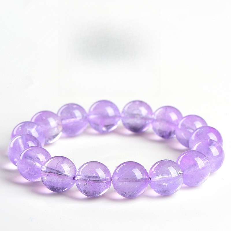 Natural Ice Lavender Amethyst Bead Bracelet - Stone of Ethereal Calm & Third Eye Awakening