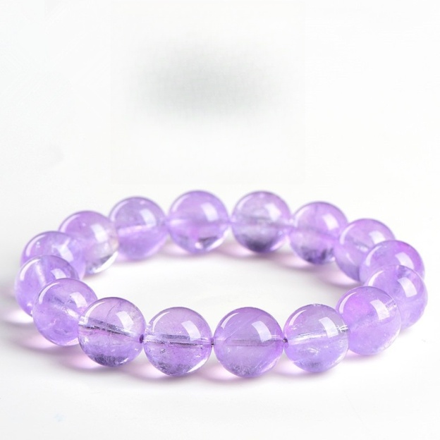 Natural Ice Lavender Amethyst Bead Bracelet - Stone of Ethereal Calm & Third Eye Awakening