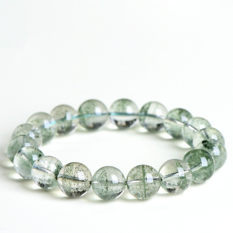 Natural Starry Green Phantom Quartz Bracelet - Stone of Galactic Abundance & Earthly Success