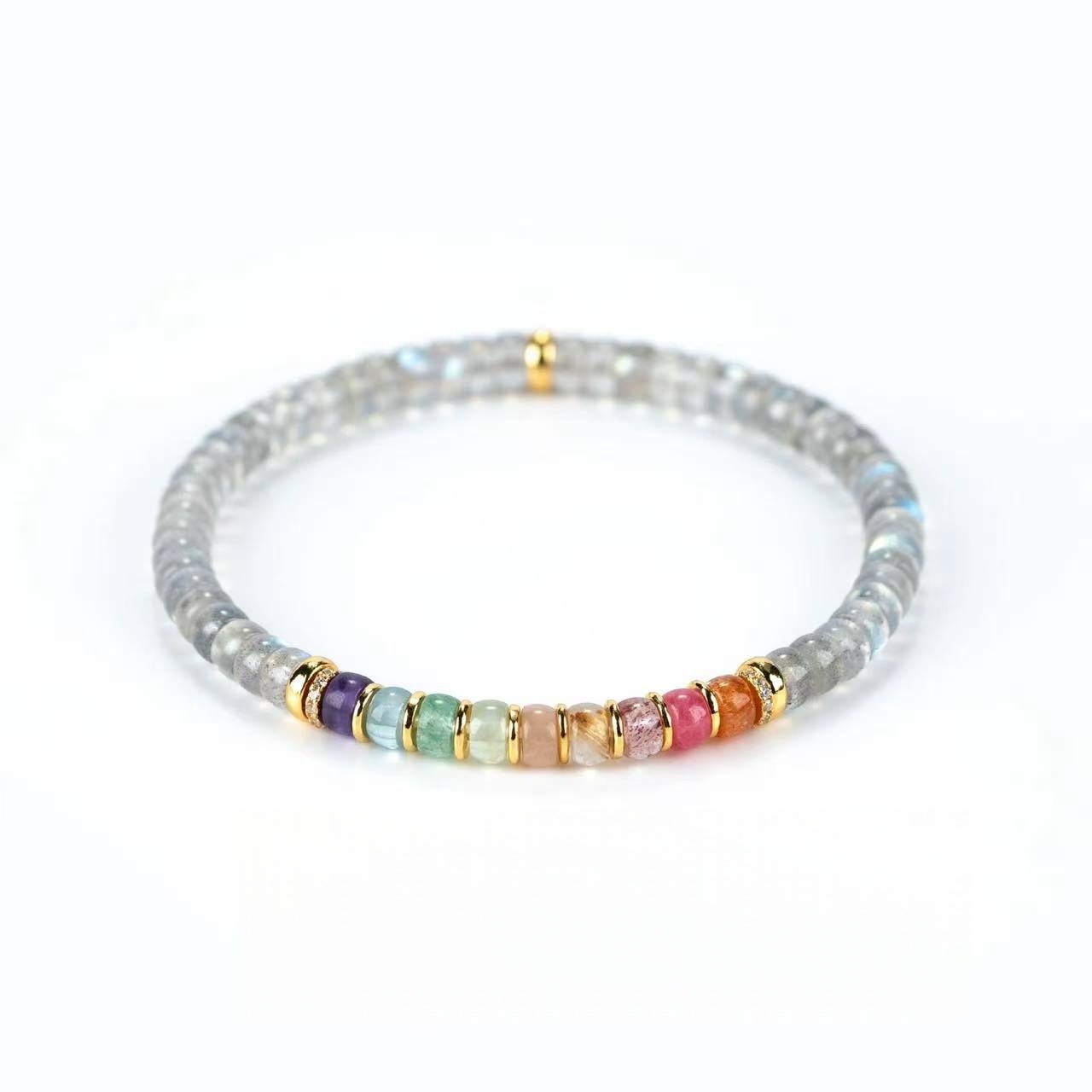 Iridescent Rainbow Labradorite Gold Plated Bracelet - Stone of Magic & Transformation