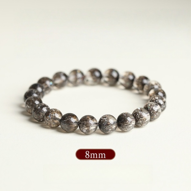 Stellar Abundance: 8MM Black Super Seven Sphere Bracelet for Manifestation & Cosmic Flow