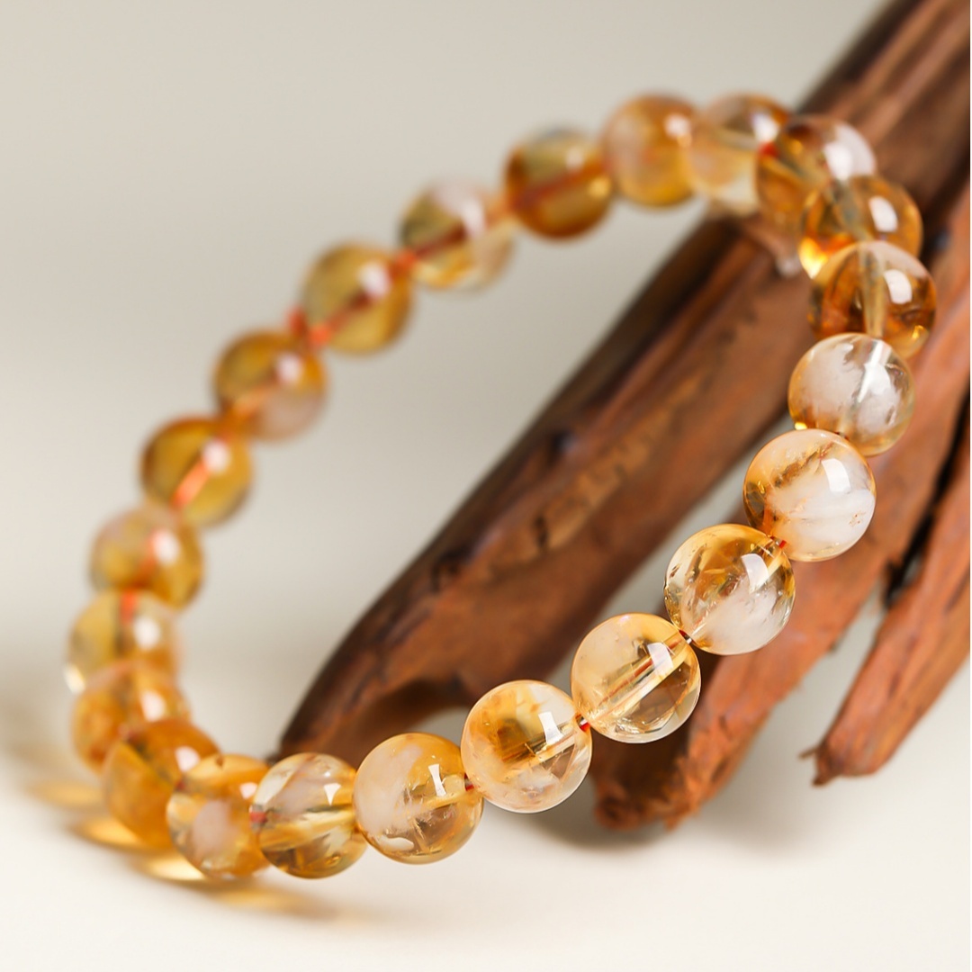 Natural Milk Cap Citrine Bracelet - Manifest Wealth with Sunlight & Honey Energy