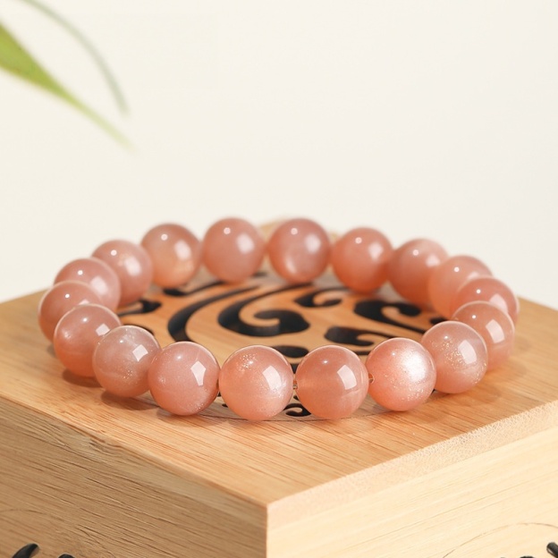 Golden Raw Sunstone Bracelet with Orange Moonstone & Goldstone Beads - Single Strand Yellow Gemstone Jewelry