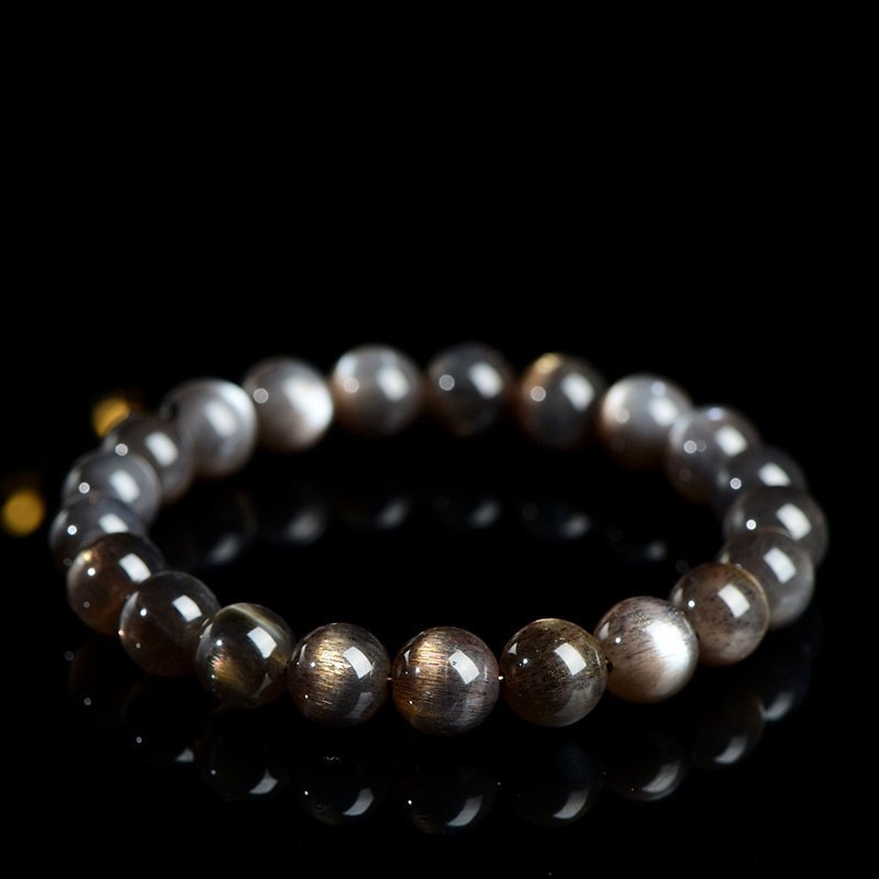 Solar Plexus Power: Natural 7A Black & Gold Moonstone Bracelet