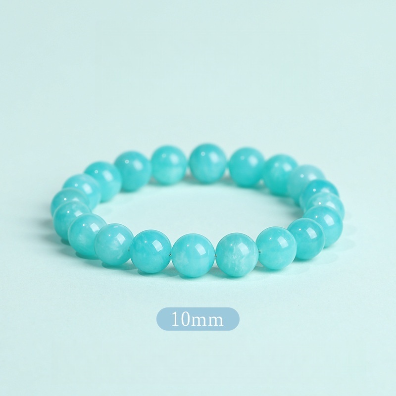Natural Amazonite & Chalcedony Bead Bracelet - Stone of Soothing Truth & Balanced Energy
