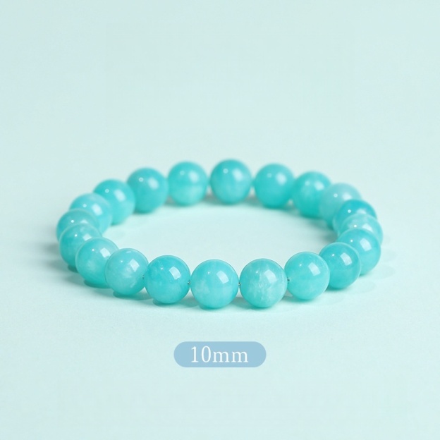 Natural Amazonite & Chalcedony Bead Bracelet - Stone of Soothing Truth & Balanced Energy