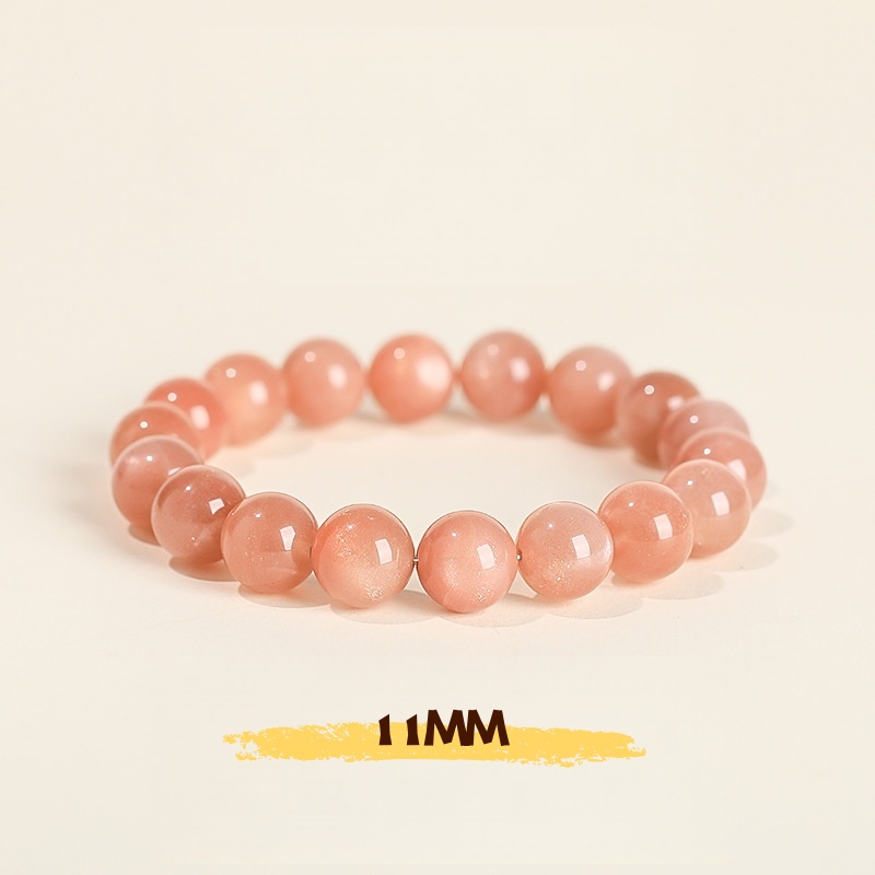 Golden Raw Sunstone Bracelet with Orange Moonstone & Goldstone Beads - Single Strand Yellow Gemstone Jewelry