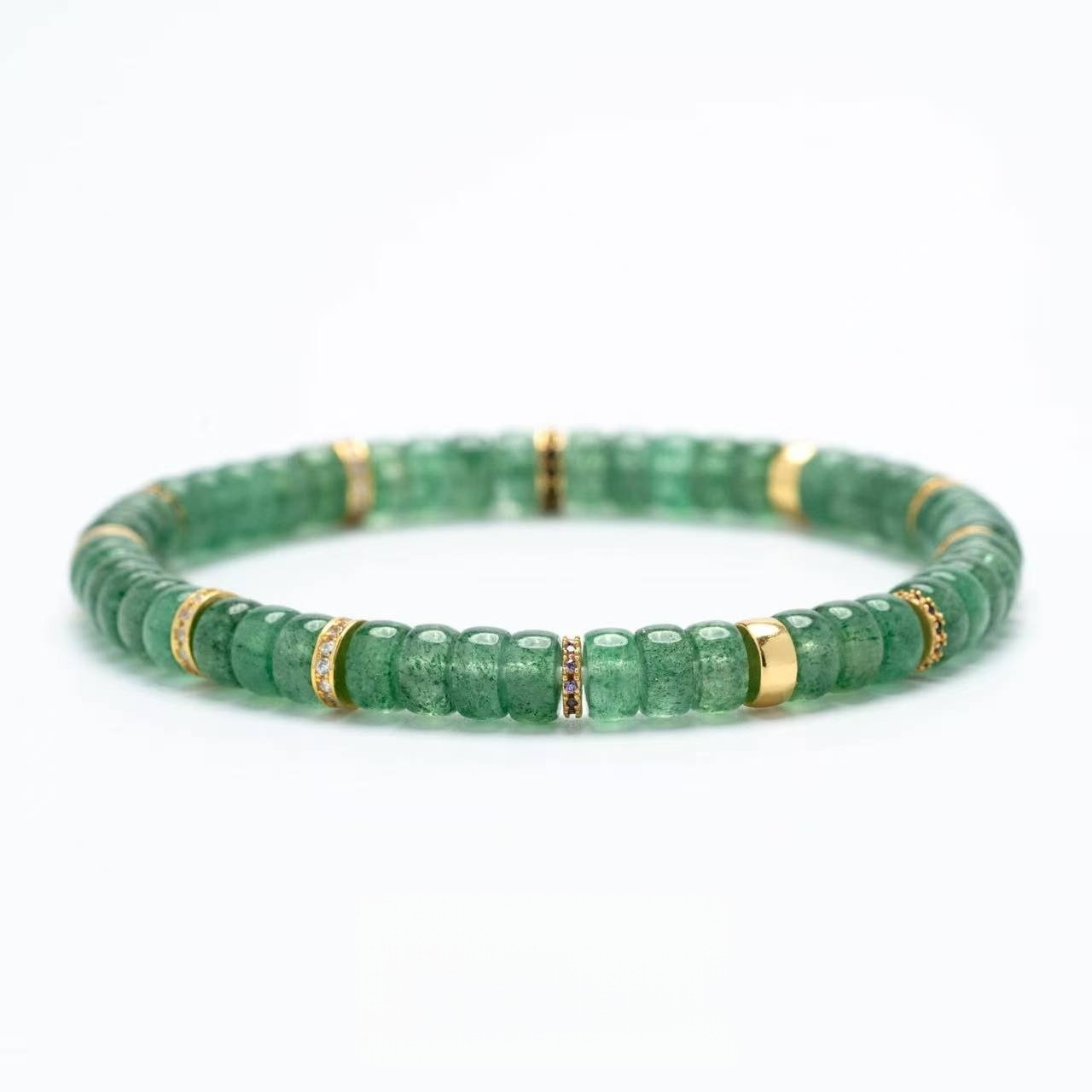 6MM Natural Green Strawberry Quartz Bracelet | For Harmonious Relationships & Heart Healing