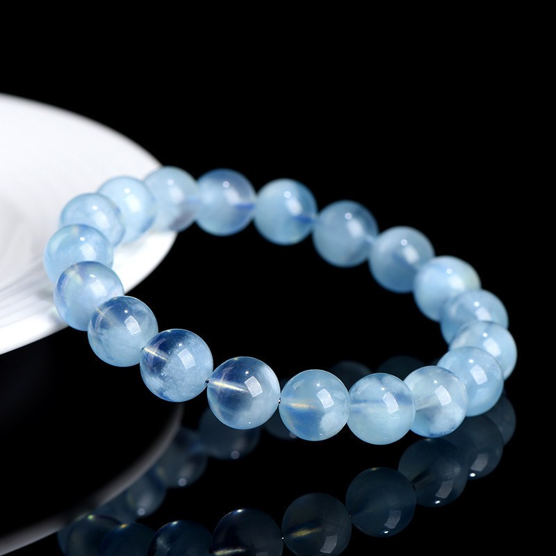 Natural Manifestation Bowl Aquamarine Bead Bracelet - Stone of Concentrated Calm & Abundant Flow