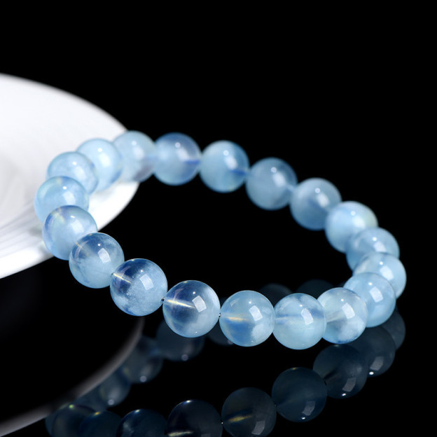 Natural Manifestation Bowl Aquamarine Bead Bracelet - Stone of Concentrated Calm & Abundant Flow