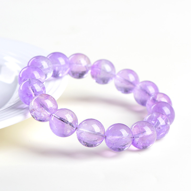 Natural Ice Lavender Amethyst Bead Bracelet - Stone of Ethereal Calm & Third Eye Awakening