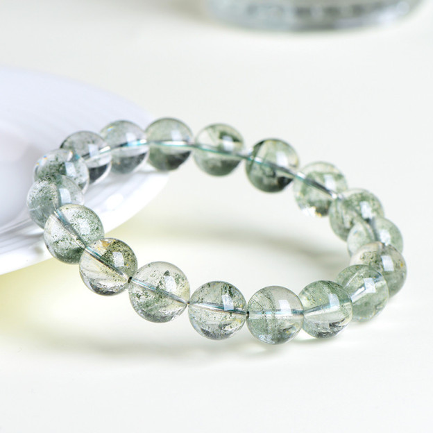 Natural Starry Green Phantom Quartz Bracelet - Stone of Galactic Abundance & Earthly Success