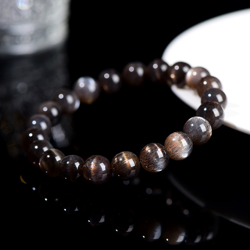Solar Plexus Power: Natural 7A Black & Gold Moonstone Bracelet