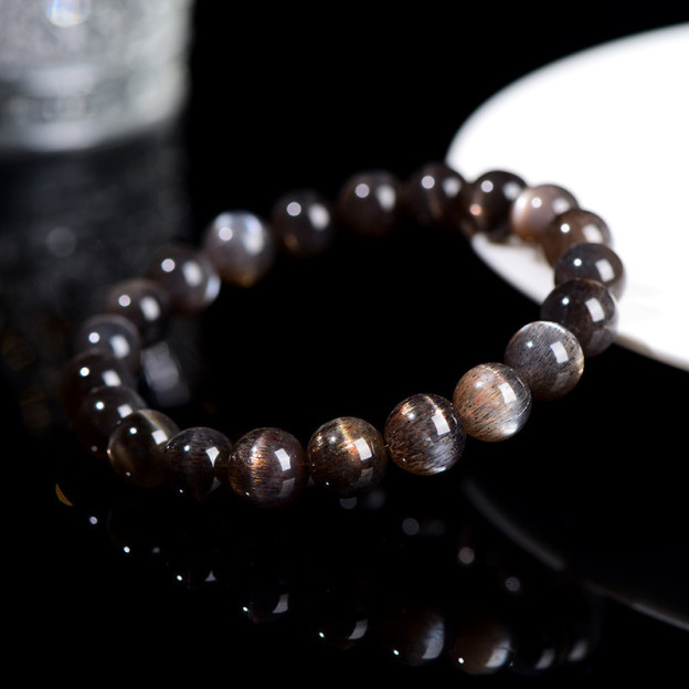 Solar Plexus Power: Natural 7A Black & Gold Moonstone Bracelet