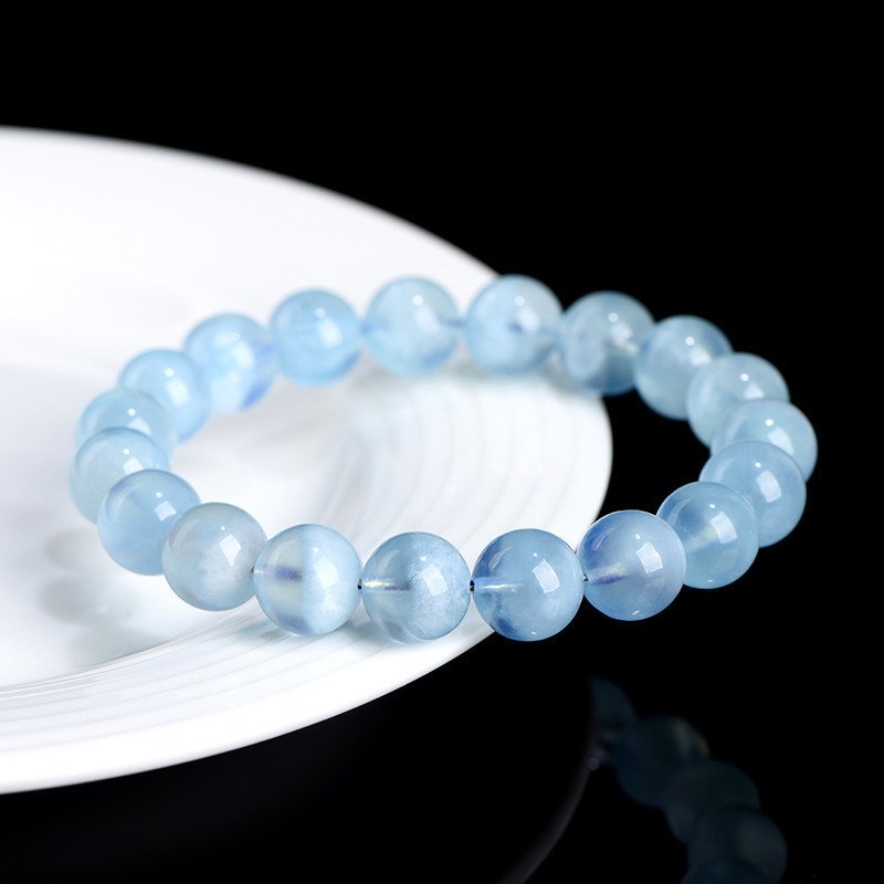 Natural Manifestation Bowl Aquamarine Bead Bracelet - Stone of Concentrated Calm & Abundant Flow