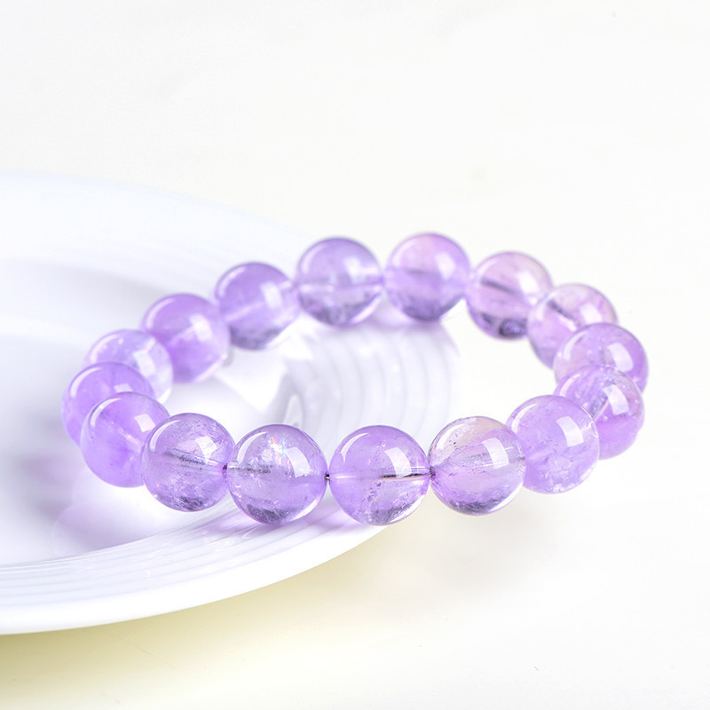 Natural Ice Lavender Amethyst Bead Bracelet - Stone of Ethereal Calm & Third Eye Awakening