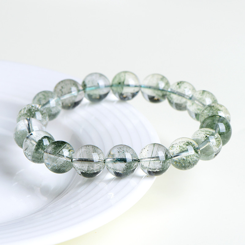 Natural Starry Green Phantom Quartz Bracelet - Stone of Galactic Abundance & Earthly Success
