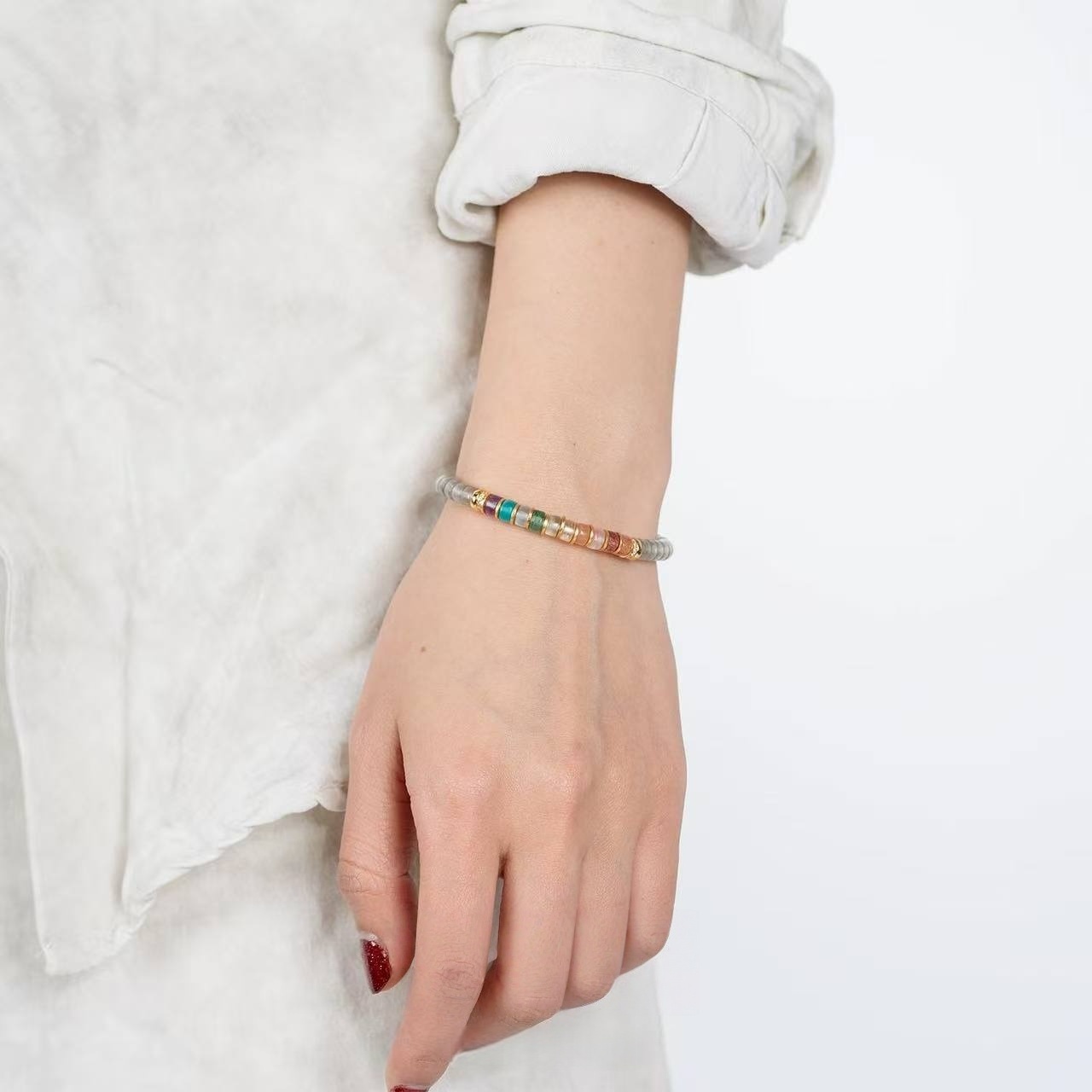 Iridescent Rainbow Labradorite Gold Plated Bracelet - Stone of Magic & Transformation