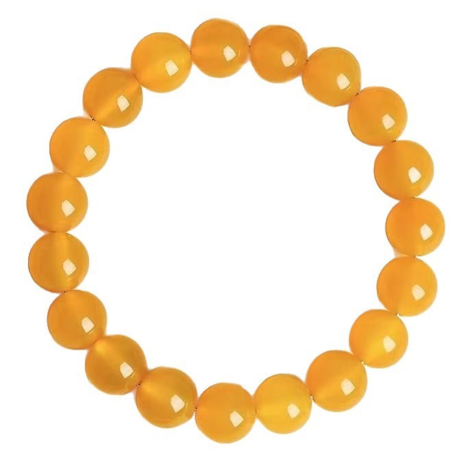 Natural Yellow Carnelian Agate Stretch Bracelet for Solar Plexus Chakra, Confidence & Abundance