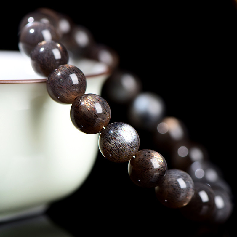 Solar Plexus Power: Natural 7A Black & Gold Moonstone Bracelet