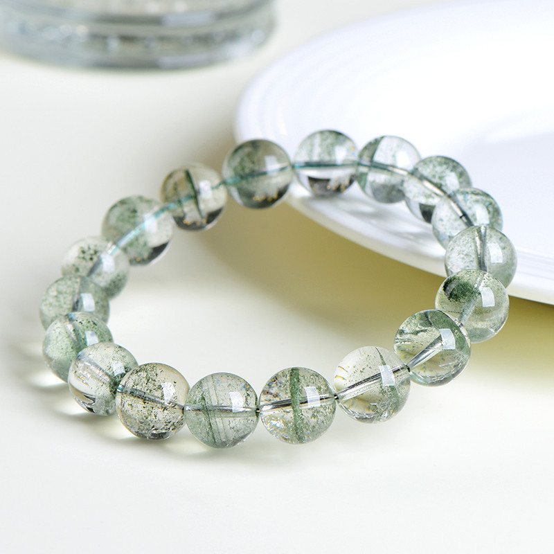Natural Starry Green Phantom Quartz Bracelet - Stone of Galactic Abundance & Earthly Success