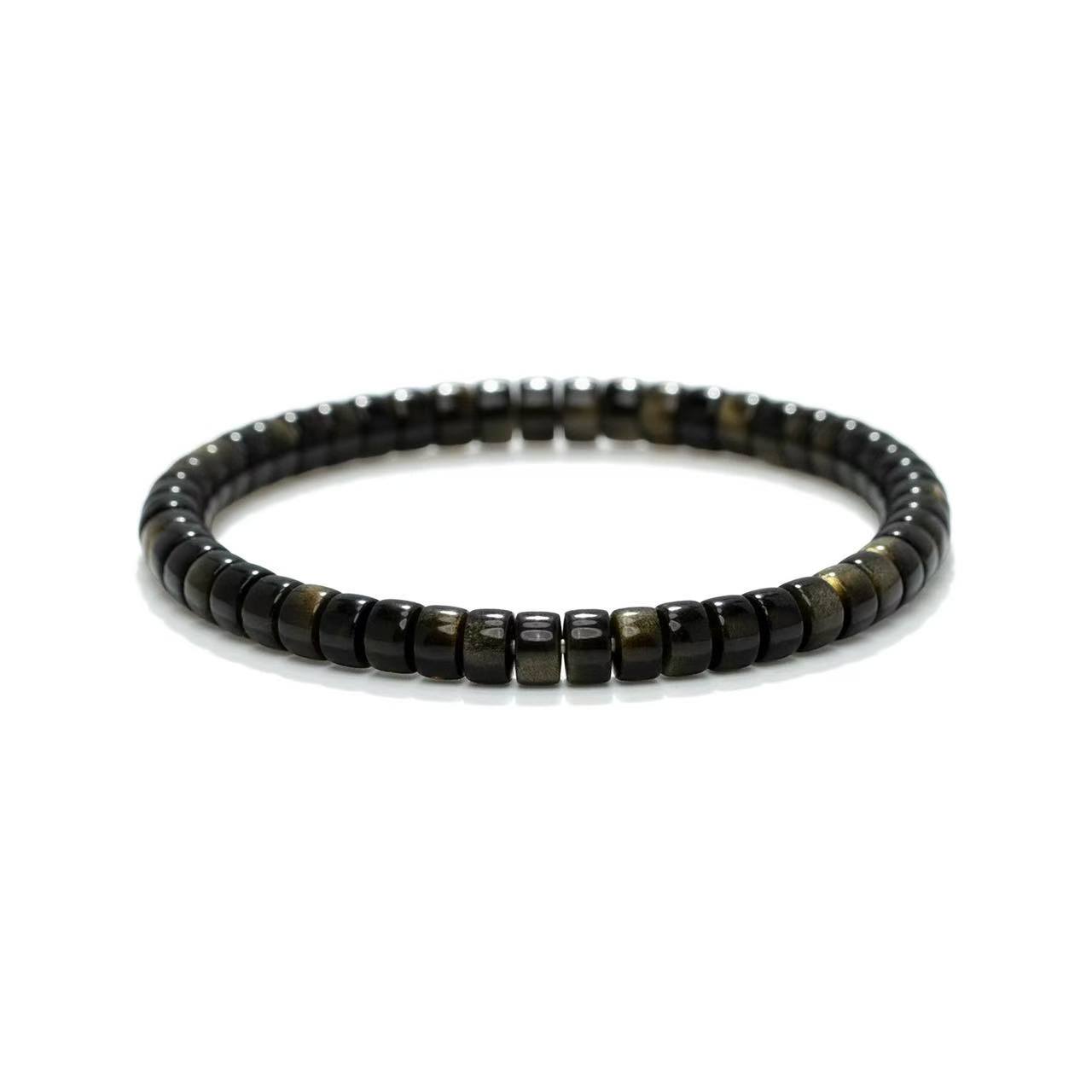 Gold Sheen Obsidian Disc Bracelet - Stone of Wealth & Abundance