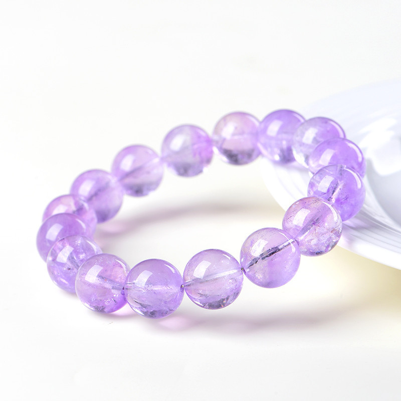 Natural Ice Lavender Amethyst Bead Bracelet - Stone of Ethereal Calm & Third Eye Awakening