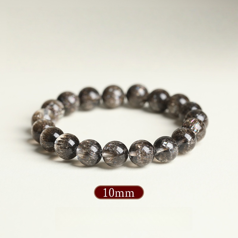 Stellar Abundance: 8MM Black Super Seven Sphere Bracelet for Manifestation & Cosmic Flow