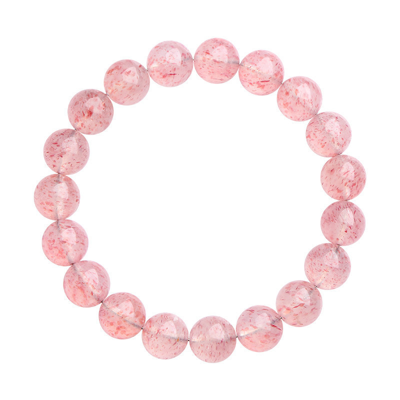 Natural White Body Petal Strawberry Quartz Bracelet - Stone of Cleansed Love & New Beginnings